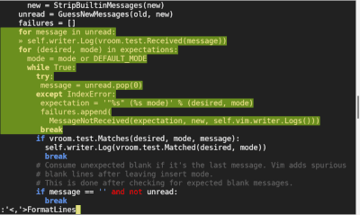 Screenshot of command from vim-codefmt plugin being invoked